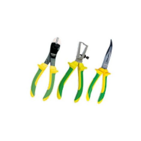 Pince à dénuder 221013 – Set de 3 pinces isolées jusqu'à 1000V – Pince coupante 180 mm, pince à bec longs 200 mm - COMPO3