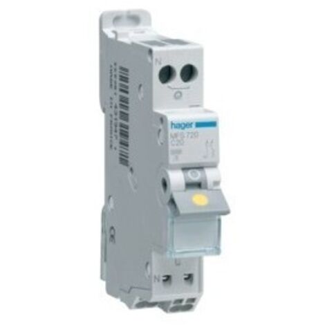 Hager – Disjoncteur unipolaire 2A 3kA – Courbe C – Raccordement automatique sans vis – 2 pôles phase neutre – 1 module 18 mm