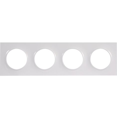 Schneider Electric – Plaque de finition blanche 4 postes horizontaux ou verticaux – Entraxe 71mm – Plastique anti-UV – Finition brillante – S520708
