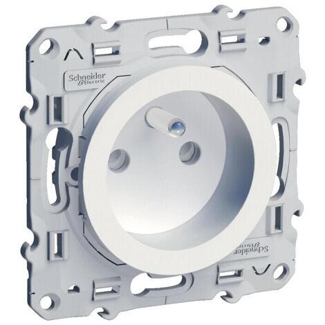Schneider Electric – Prise de courant 2P+T S520059 – IP21 – Résistance chocs IK04 – Plastique haute résistance – Encastrable par vis – 16A 250VAC