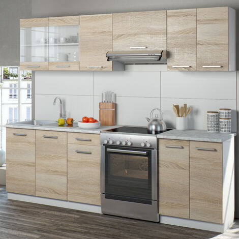 Mueble de cocina Raul, Sonoma, 240 cm , ET Mármol, Vicco