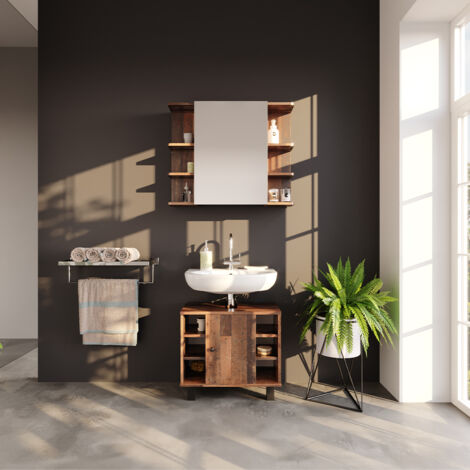 Mueble bajo lavabo Fynn, Madera antigua, 60 x 54 cm, Vicco