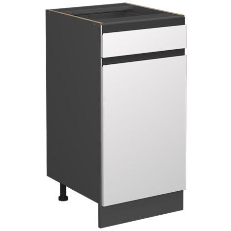 Mueble bajo de cocina R-Line, Blanco, 40 cm En forma de J, sin encimera, Vicco