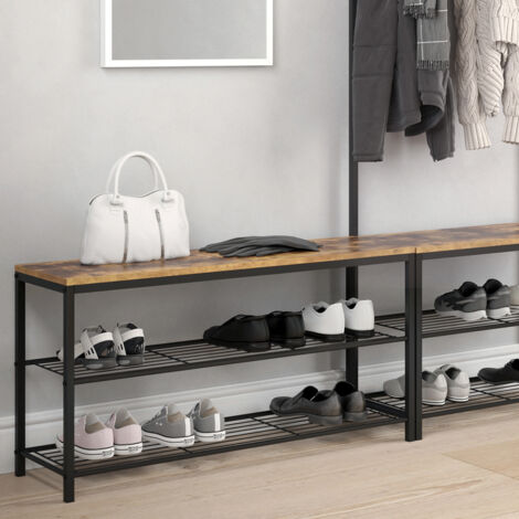 Banco para zapatos Fyrk, Madera antigua, 100 x 51.5 cm, Vicco