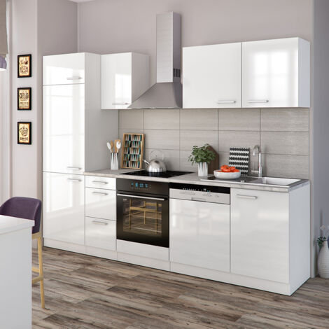 Mueble de cocina Optima, Blanco, 270 cm sin encimera, Vicco