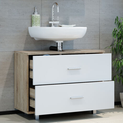 Mueble bajo lavabo Ilias, Blanco/Sonoma, 80 x 60.8 cm, Vicco