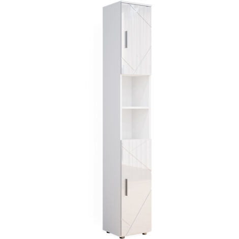 Armario de baño Irma, Blanco alto brillo, 30 x 192 cm, Vicco