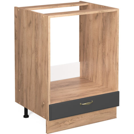 Armario para horno empotrado Fame-Line, Antracita-oro, 60 cm sin encimera, Vicco