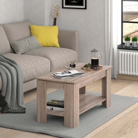 Mesa de centro Lorenz, Sonoma, 100 x 50 cm con función elevadora, Vicco (1/5)