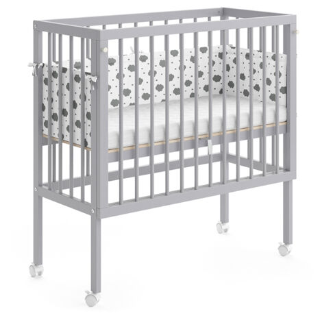 Cuna adicional Sophie, Gris, 94 x 90 cm 2 barandillas laterales, Vitalispa