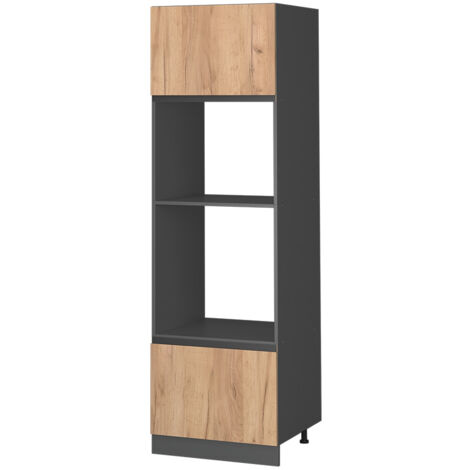 Armario para microondas R-Line, Roble dorado, 60 cm Forma de J, Vicco