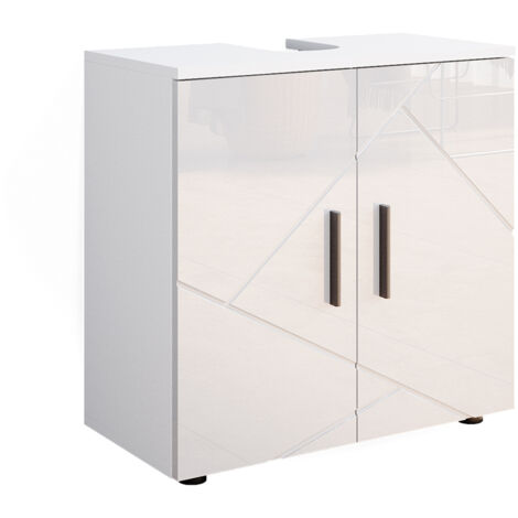 Mueble bajo lavabo Irma, Blanco alto brillo, 60 x 59 cm, Vicco