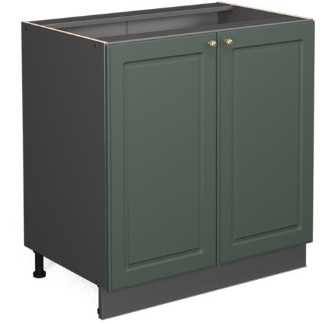 Armario bajo para fregadero Fame-Line, Verde dorado Casa de campo, 80 cm con estante, sin encimera, Vicco