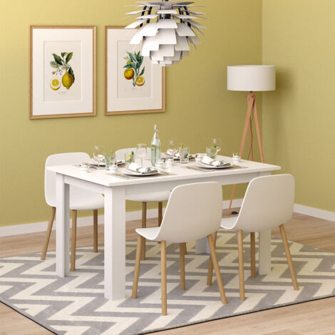 Mesa de comedor Karlos, Blanco, 140 x 90 cm, Vicco