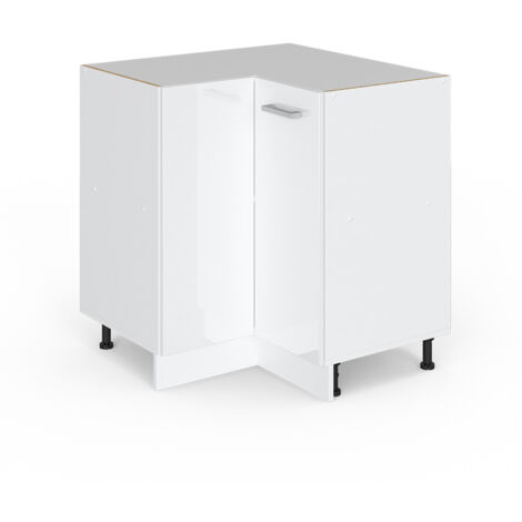 Armario de esquina R-Line, Blanco alto brillo, 75.6 cm sin encimera, Vicco