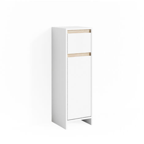 Armario de baño mediano Emma, Blanco/Sonoma, 30 x 95 cm, Vicco