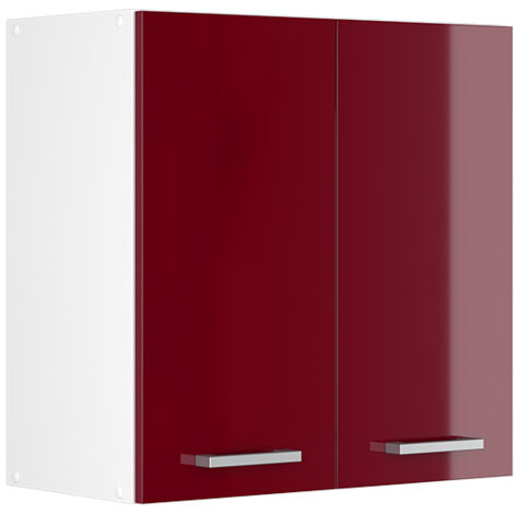 Armario colgante R-Line, Rojo Burdeos alto brillo, 60 cm, Vicco