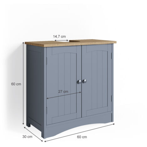 Mueble bajo lavabo Bianco, Gris, 60 x 60 cm, Vicco
