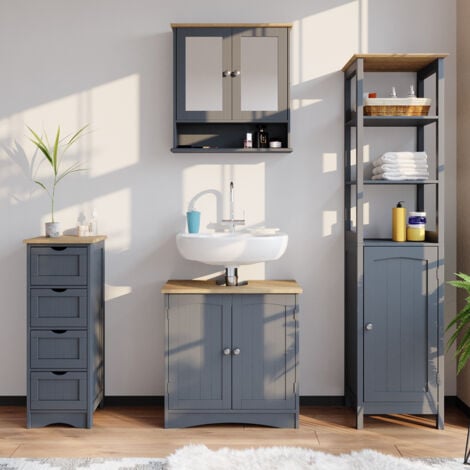 Mueble bajo lavabo Bianco, Gris, 60 x 60 cm, Vicco