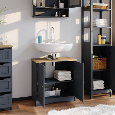Mueble bajo lavabo Bianco, Gris, 60 x 60 cm, Vicco