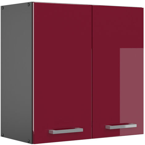 Armario colgante R-Line, Rojo Burdeos alto brillo, 60 cm, Vicco