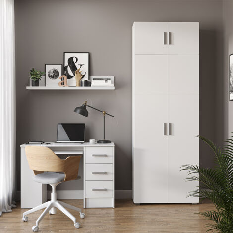Estantería para carpetas Frank, Blanco, 80 x 182.4 cm con extensión de armario, Vicco