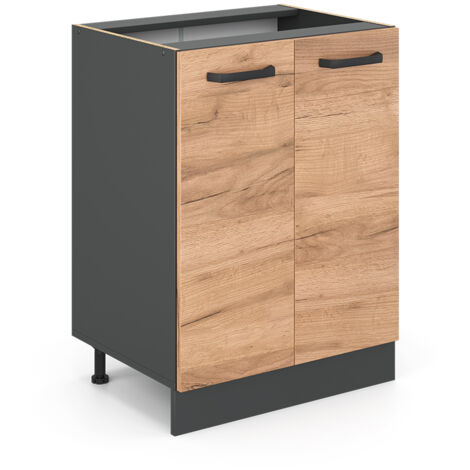 Mueble bajo de cocina R-Line, Roble dorado, 60 cm sin encimera, Vicco