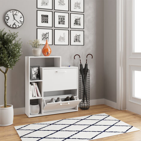 Zapatera abatible Orlando, Blanco, 24.5 x 90 cm, Vicco