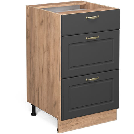 Mueble bajo de cocina Fame-Line, Antracita-oro, 50 cm sin encimera, Vicco