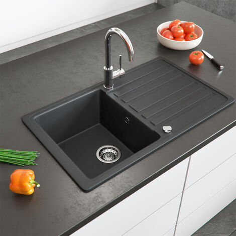 Fregadero , Negro, 76.5 x 46 cm con tendedero, Bergström