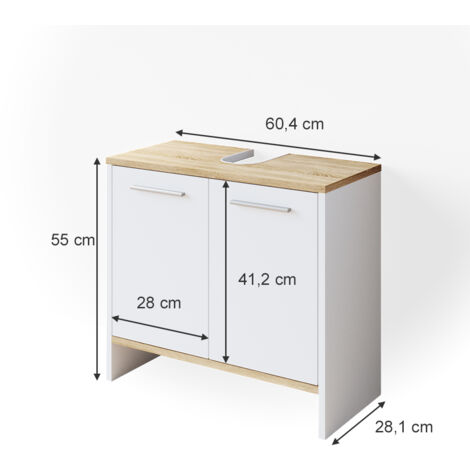 Mueble bajo lavabo Elvio, Blanco, 60.4 x 55 cm, Vicco