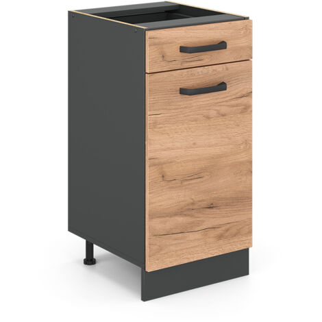 Mueble bajo de cocina R-Line, Roble dorado, 40 cm sin encimera, Vicco