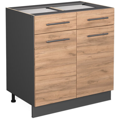 Mueble bajo de cocina Fame-Line, Roble dorado, 80 cm sin encimera, Vicco