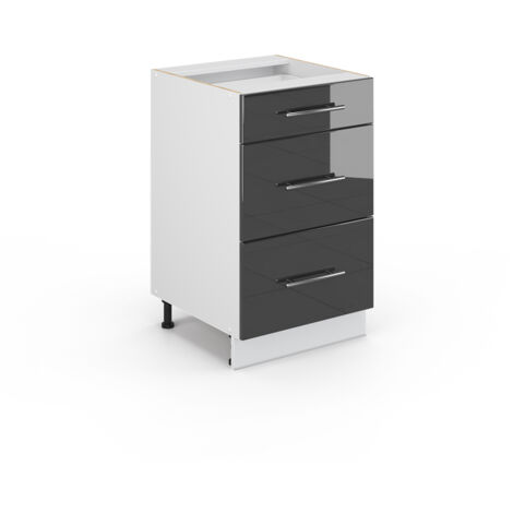 Mueble bajo de cocina Fame-Line, Antracita alto brillo, 50 cm sin encimera, Vicco