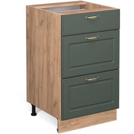 Mueble bajo de cocina Fame-Line, Verde dorado Casa de campo, 50 cm sin encimera, Vicco