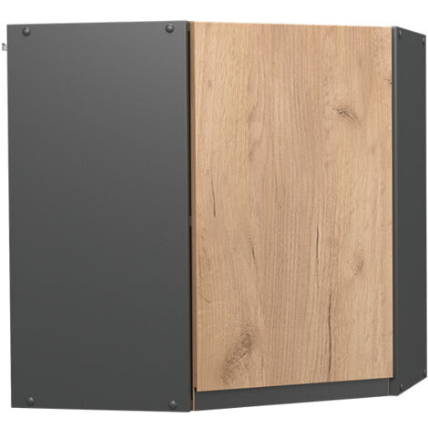 Armario colgante de esquina R-Line, Roble dorado, 57 cm Forma de J, Vicco