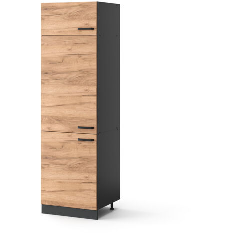 Armario para frigorífico empotrado R-Line, Roble dorado, 60 cm, Vicco