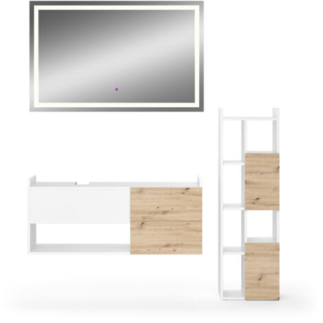 Conjunto de muebles de baño Alf, Blanco, 3 piezas, Vicco