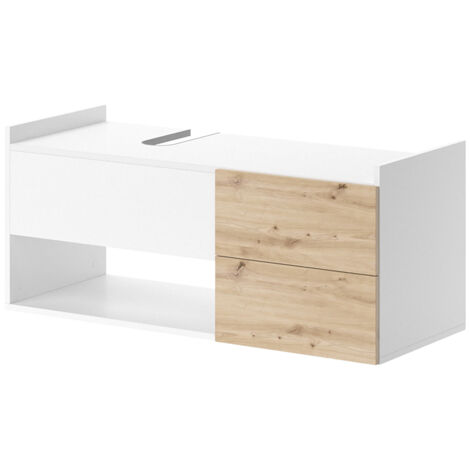 Mueble bajo lavabo Alf, Blanco, 105 x 45 cm con 2 cajones, Vicco