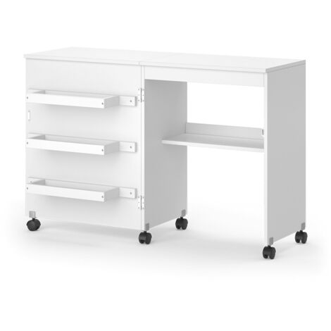 La mesa de costura Carmen, Blanco, 118 x 79.3 cm con 3 estantes, Vicco (1/5)