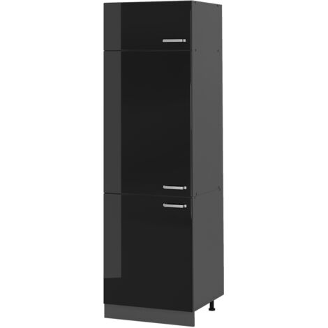 Armario para frigorífico empotrado R-Line, Negro brillo intenso, 60 cm, Vicco (1/5)