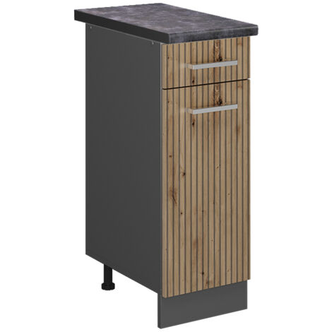Mueble bajo de cocina R-Line, Roble artesanal, 30 cm , ET Antracita, Vicco (1/5)