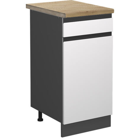 Mueble bajo de cocina R-Line, Blanco, 40 cm , ET Roble, Vicco