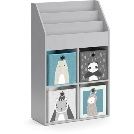 Estantería infantil Luigi, Gris, 72 x 114.2 cm con 4 cajones plegables, Vicco