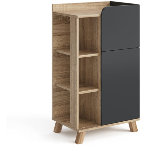 Armario bajo Karen, Antracita, 50 x 90 cm con puerta y cajón, Vicco (1/5)