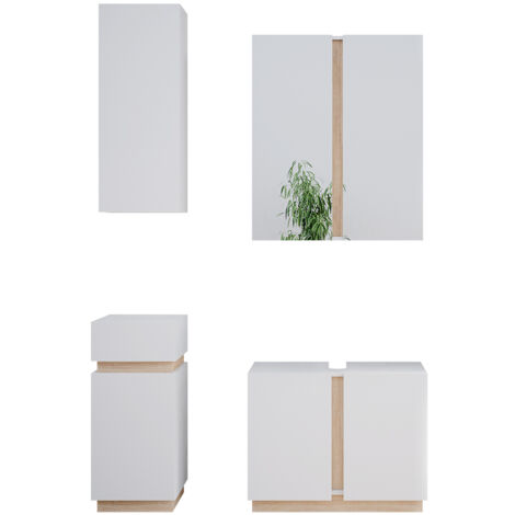 Conjunto de muebles de baño Gloria, Blanco, 4 piezas, Vicco