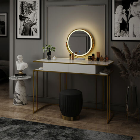 Tocador Tiara, Blanco/Oro, 110 cm, Vicco