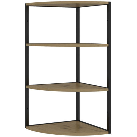 Perchero De Pared Fyrk De Roble Y Negro - 100x190 Cm, Con 9 Ganchos Y 2 Estantes, Para Recibidor