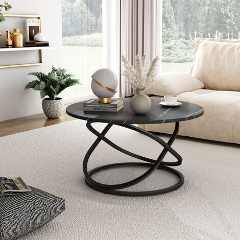 Mesa de centro Calgary, Negro, 79.5 x 62 cm con amplia superficie de trabajo, Vicco
