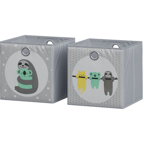 Caja plegable , Gris, 30 x 30 cm (motivo perezoso), Vicco (1/5)
